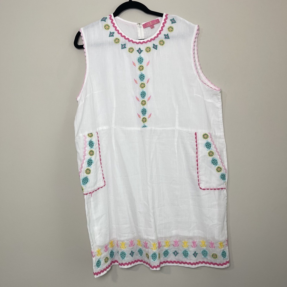 NWT Simply Southern White Embroidered Dress Coastal Grandmillennial Resort Prepp